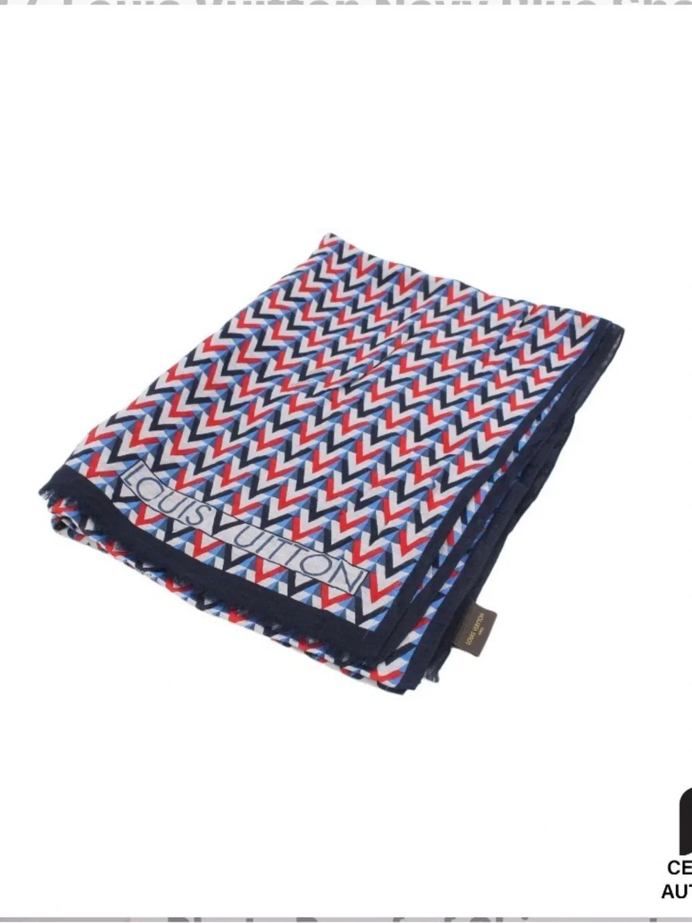 Excellent Condition Louis Vuitton Lightweight Shawl in Blue, Red, White w/ COA - Picture 3 of 8
